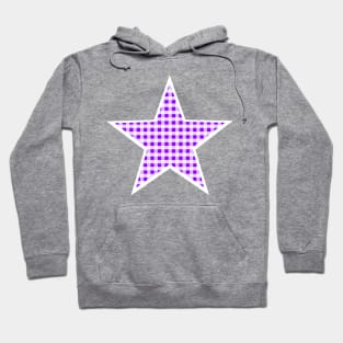 Purple and White Gingham Star Hoodie